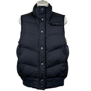 GAP Puffer Vest Vintage Down Filled Snap Front Black Women's Medium Outdoor